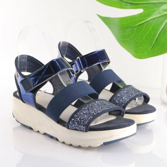 STIU Women's Sandal Size 7 Strappy Blue Elastic Glitter Platform casual Comfy - Picture 12 of 12